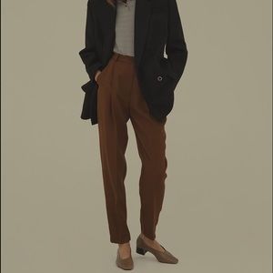 Brown Woolen High Waisted Trousers